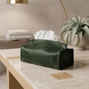 Boîte à mouchoirs en cuir de luxe anti-odeur, étui porte-serviettes avec fermeture à bouton, pliable, anti-poussière, portable, simple et décontracté - Product Image 5
