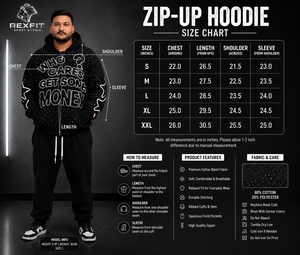 Rexfit Men's <b>Black</b> Zip-Up Hoodie Oversized Streetwear Graphic <b>Sweatshirt</b> With Letter Print Front Logo Autumn Wear - Product Image 5