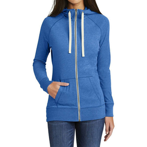 <b>Women</b> Full Zip Up Hoodie Custom Logo Heather <b>Blue</b> <b>Fleece</b> Sweatshirt Wholesale - Product Image 1