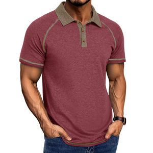 Polo tendance décontracté à blocs de couleur en coton premium respirant, de haute qualité, durable et élégant - Product Image 5