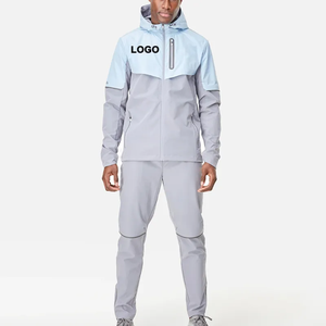 High Quality Custom Jogging Suit <b>Wind</b> <b>Breaker</b> Sets Men Oversized Nylon Windbreaker Tracksuit Custom Men's Summer Hooded Solid - Product Image 3