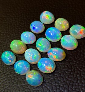 Opale d'Éthiopie naturelle cabochon 7x5mm - Opale Welo de forme ovale - Pierres précieuses lâches à haute brillance et surface lisse - Vente en gros - Product Image 3