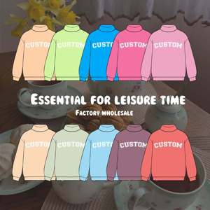 Pull personnalisé pour femme à col montant, manches longues, sweat-shirt décontracté 100% coton, imprimé lettres, pour l'automne - Product Image 1