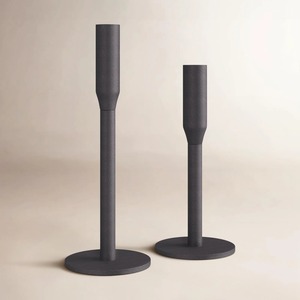 Decorative Antique Style Modern Black Candlestick Holders Set of 2 Straight Design Heat Resistant Home Decoration - Product Image 2