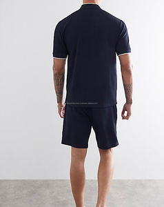 Conjunto de camiseta de verano de 100% algodón para hombre, Jersey transpirable con cremallera, estilo informal para verano - Product Image 2