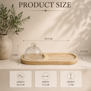 Tabla de queso premium de madera de mango con tapa de cristal, bandeja de servir dividida para aperitivos y postres y bandeja organizadora - Product Image 2