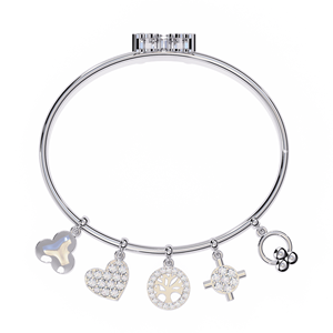 Bracelet multi-breloques en diamant pour femme – Arbre de vie et cœur pendantes, diamant de laboratoire VVS DEF CVD en or massif 9K 10K 14K 18K, bijou raffiné - Product Image 3