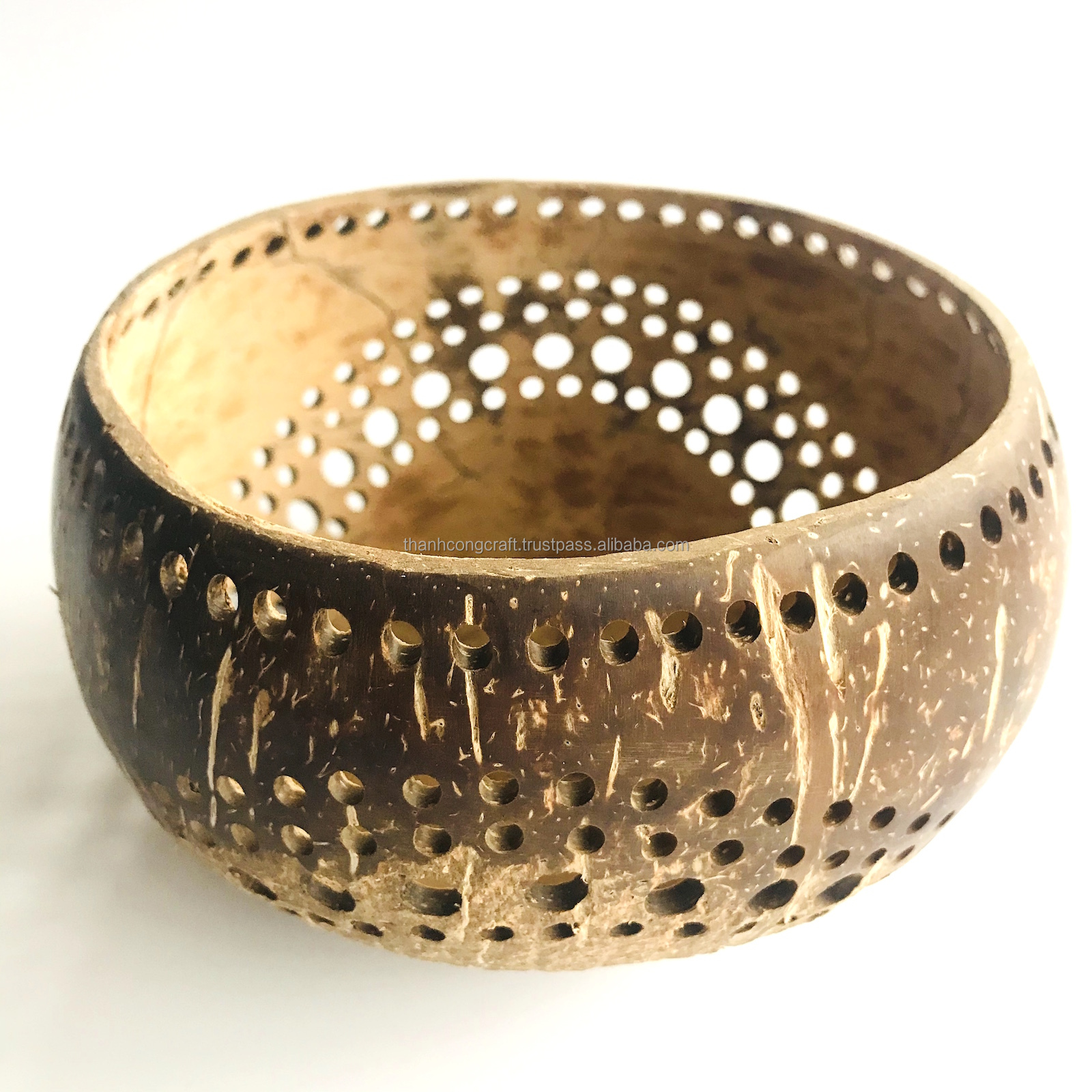 Top trending Natural handcrafted coconut shell candle stand holder bowl