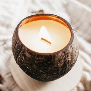 โถเทียน Coco,ขนาดใหญ่ทำในเวียดนามเทียนหอมใหญ่ DIY ในชามมะพร้าวที่มีไม้หรือผ้าฝ้ายไส้ตะเกียง - Product Image 2