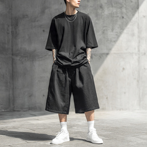 T-shirt OEM délavé à épaules tombantes pour homme, manches courtes, col rond, effet délavé à l'acide, style streetwear - Product Image 6