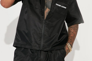 ชุดเซ็ตเสื้อแจ็คเก็ตกันลมและกางเกงขาสั้นลำลองสำหรับผู้ชายแบบใหม่ ผ้าโพลีเอสเตอร์/คอตตอน แห้งเร็ว สไตล์สตรีทแวร์ - Product Image 6