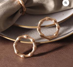 Anneau de serviette en bambou doré, design moderne en laiton, 4,5 cm, vaisselle durable, décoration de table - Product Image 5
