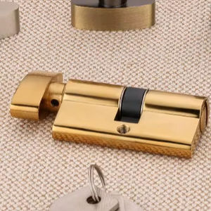 Poignée de meuble cylindrique moderne en laiton et zinc de 60 mm, avec clé d'un côté et bouton de l'autre, pour villas de luxe et hôtels – Quincaillerie métallique - Product Image 1