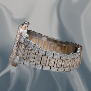 Montre de luxe Hip Hop en acier inoxydable personnalisée avec mouvement mécanique, diamant moissanite, verre, résistance à l'eau 100 bars, date automatique, pour homme - Product Image 3