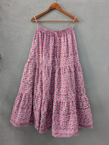 Jupe en coton imprimée à la main, jupe en coton à fleurs, vêtements ethniques, jupe longue maxi pour femmes, robe d'été, cadeau pour elle - Product Image 2