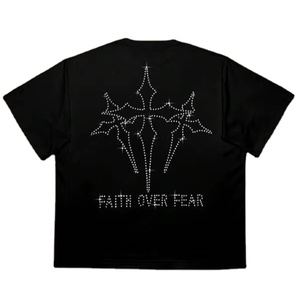 Camisetas Unisex de Corte Cuadrado para Hombre, Venta Caliente 2026, con Logotipo Personalizado, Pedrería 3D, Hombros Caídos, 100% Algodón Jersey, Cuello Redondo - Product Image 1