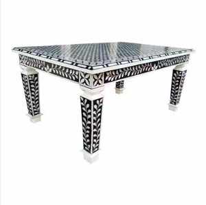 Fabricant de tables en os incrusté, table basse en os incrusté bleu marine florale, table en os incrusté pour usage domestique à vendre - Product Image 2