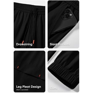 2025 Pantalones deportivos para hombre, pantalones informales elásticos con cintura elástica y cordón, pantalones cónicos con bolsillos, logotipo personalizable - Product Image 5