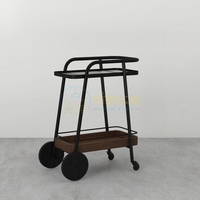 Chariot à boissons en métal à deux niveaux avec roulettes pour hôtel et salon
