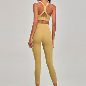 High Quality Women Yoga <b>Set</b> OEM Cotton Polyester Spandex Fabric Comfortable Workout Gym <b>Set</b> Supplier Manufacturer - Product Image 2