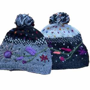 Custom-Size Winter Knitted <b>Hat</b> 100% Wool for Adults Unisex Embroidered winter <b>Cap</b> - Product Image 6