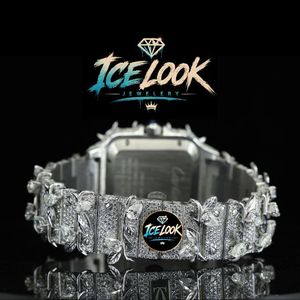 นาฬิกาข้อมือผู้หญิง ICE LOOK หรูหรา สายสแตนเลส สี่เหลี่ยมผืนผ้า ระบบจักรกล ขนาด 30 มม. หน้าปัดอะนาล็อก ประดับเพชร หน้าปัดแซฟไฟร์เรืองแสง สายแบบหัวเข็มขัด - Product Image 2
