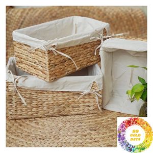 Handwoven Water Hyacinth Rectangular <b>Basket</b> for Retail <b>Display</b> Gift Packaging Boutique Storage and Home Decor Supply - Product Image 6