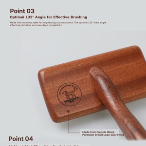 Brosse démêlante en bois pour animaux de compagnie, outil écologique pour le démêlage et l'élimination des poils, soin du pelage. - Product Image 3