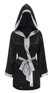 HAWK SPORTS INDUSTRIES Bata Negra Satinada con Ribete Plateado, Ropa de Estar por Casa para Mujer de Poliéster Suave y Duradero para Artes Marciales - Product Image 5