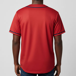 Nouvelle Arrivée 2026 Maillot de Baseball Rouge Homme Manches Courtes Boutons Devant Logo Brodé Anti-Humidité Coupe Classique - Product Image 3
