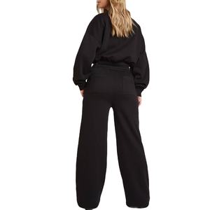 Conjunto de Sudadera Corta Extra Grande para Mujer y Pantalones Anchos de Salón, Cintura Elástica, Conjunto Casual de Dos Piezas - Product Image 3