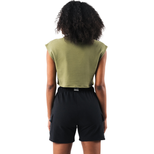 Camiseta Deportiva Corta de Felpa para Mujer, Color Verde Agave, Sin Mangas, Suave y Estructurada, para Gimnasio, Entrenamiento, Yoga, Ejercicio, Ropa Deportiva - Product Image 4