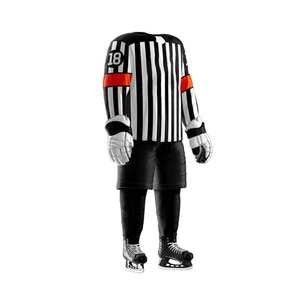 Ice Hockey <b>Referee</b> Uniform Set Striped Black White Short Sleeve Breathable Mesh Polyester Adult Unisex All Seasons OEM Custom - Product Image 5