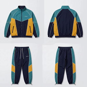 Ensemble de survêtement coupe-vent en taffetas imprimé avec strass de qualité supérieure pour homme, veste et pantalon en nylon à séchage rapide avec logo personnalisé, haute qualité, sport - Product Image 1