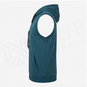 Gilet sans manches à capuche zippé pour homme, couleur unie, en molleton bouclette décontracté, coupe classique, pour l'automne - Product Image 3