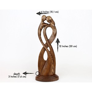 Sculpture d'amour en bois faite à la main, figurine abstraite sculptée, décoration moderne pour table, ornement de salon - Product Image 3