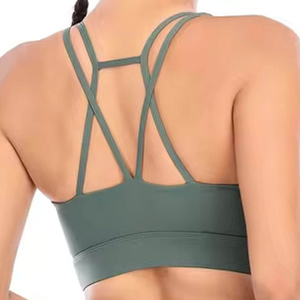 <b>Top</b> Class Striped Scoop Neck <b>Racer</b> <b>back</b> Sports Bra Medium Support Breathable Yoga Active wear Spandex Polyester Sports Bra - Product Image 2