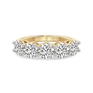 Charming Round Five Stone Band Lab Grown Diamond 0.50 Ct Tw 14K Solid Gold FG Color VS Clarity 5 Diamond Classic <b>Row</b> Brilliance - Product Image 2
