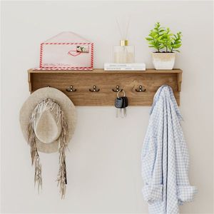 <b>Wall</b> <b>Mount</b> <b>Coat</b> <b>Rack</b> <b>with</b> 6 Hooks and 110LBS Capacity 31.5"x5.5"x8" <b>Shelf</b> Natural Color - Product Image 3