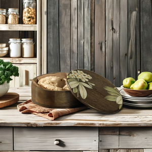 Premium Handcrafted Solid Wood Casserole with Kitchen Lid High Quality Great Craftsmanship <b>for</b> Roti Perfect Pot Gift - Product Image 4