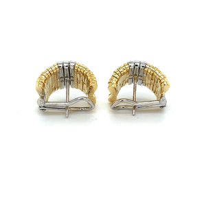 Boucles d'oreilles créoles de luxe plaquées or avec diamants taille brillant sertis en canal, design géométrique vintage, pour femme, idéales pour les soirées - Product Image 3