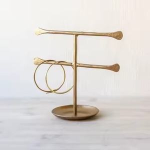 Metal Jewelry Stand Gold Tone <b>T</b>-<b>Bar</b> Design For Necklaces Earrings Bracelets Rings Display Organizer - Product Image 1