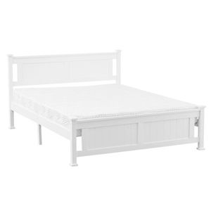 Struttura letto matrimoniale in pino bianco con pannelli verticali e costruzione in compensato - Product Image 3