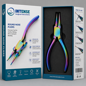 Pince à bijoux à bout rond en titane arc-en-ciel, outil de perlage en acier inoxydable pour boucles de fil, logo personnalisé OEM - Product Image 6