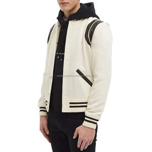 Veste Teddy classique à rayures sur les épaules, en cuir de haute qualité, en laine, veste universitaire personnalisée - Product Image 6