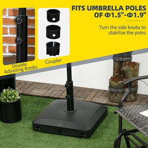 Base per Ombrellone da Esterno Rinforzata Nera con Ruote - Riempibile con Acqua (24 kg) o Sabbia (30 kg) per Stabilità in Cortile e Piscina - Product Image 5