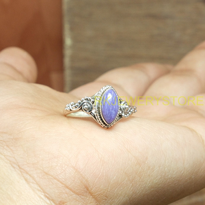 เงินแท้ 925 สีม่วงธรรมชาติ ชารอยต์ รูปทรงมาร์ควิส ทำด้วยมือ โบโฮ วินเทจ ฟิลิกรี แหวนผู้หญิง เครื่องประดับขายส่ง - Product Image 6