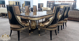 Ensemble de table à manger DST EXPORTS Deluxe en teck doré, double sculpture, finition dorée, moderne, 12 places, taille personnalisée, durable - Product Image 6
