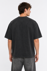 Washed Black Oversized Cotton T-<b>shirt</b> Casual Drop Shoulder Soft Breathable Edgy Streetwear Custom Logo Men's <b>shirts</b> OEM Supplier - Product Image 3