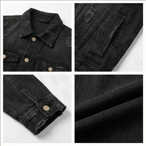 Veste en toile de logo personnalisé de haute qualité pour hommes Veste en jean tendance d'automne Veste baggy en jean avec broderie personnalisée pour hommes - Product Image 4